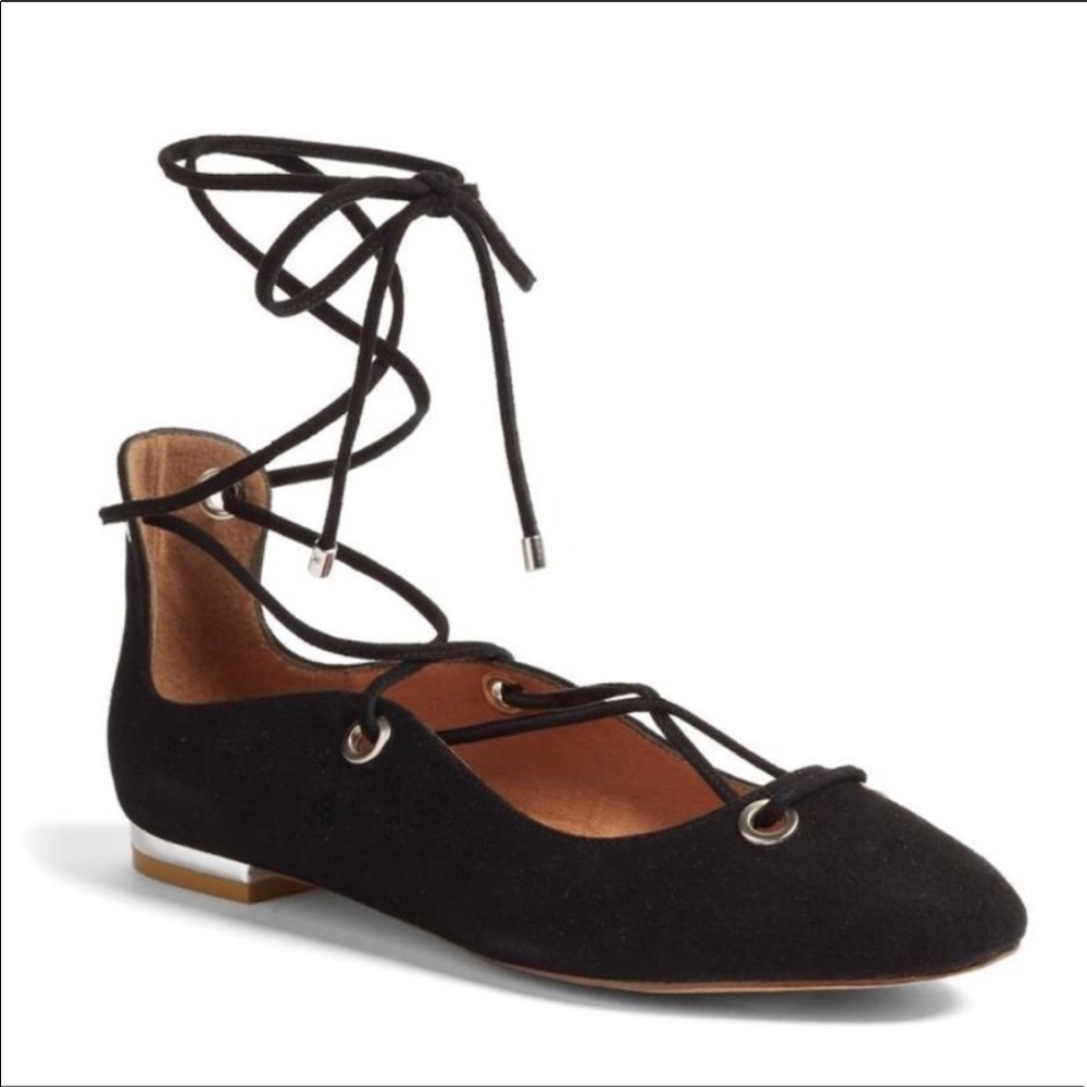 Halogen Nella Ghillie Flats in Black KidSuede - Picture 6 of 7